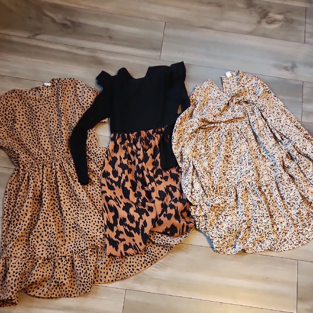 Leopard and Floral Print Dresses 11/12 Yrs